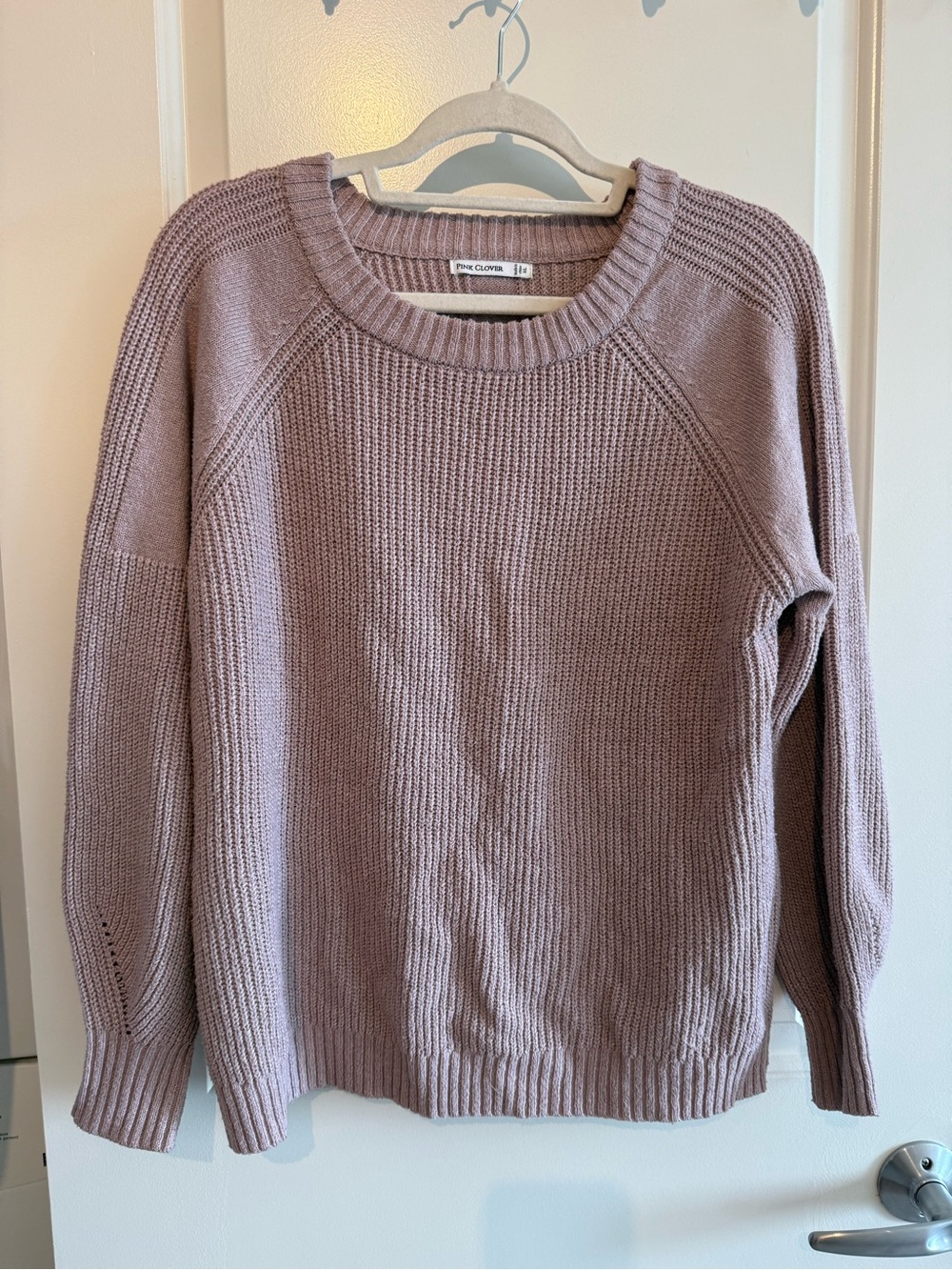Pink Clover Mauve Crewneck Ribbed Knit Sweater